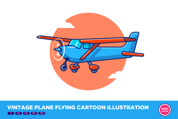 Download Vintage Plane Flying Cartoon - Vintage plane Collection